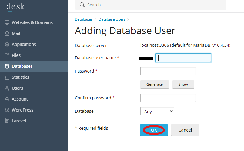 Mysql gebruiker aanmaken